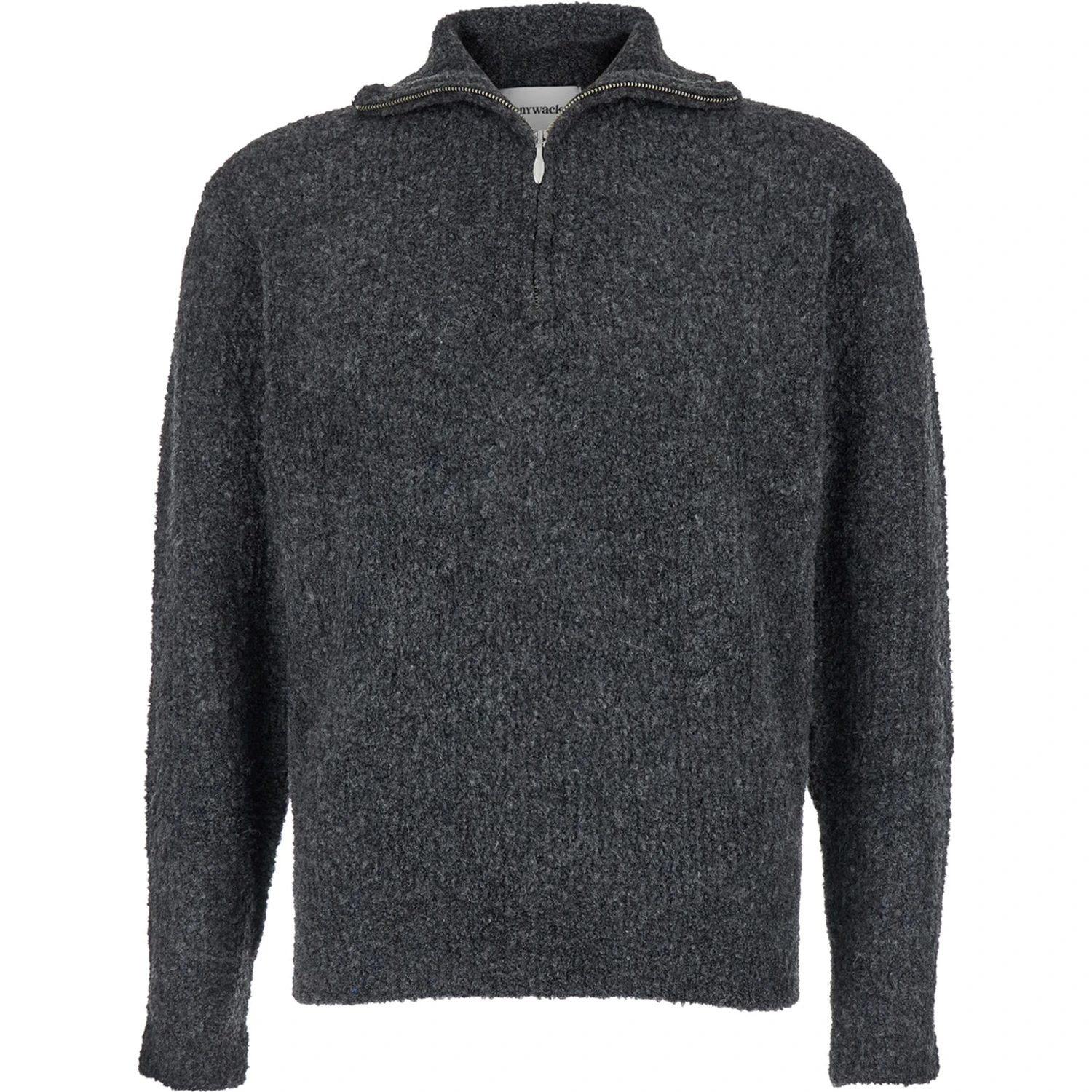 Grey High Neck Swater with Zip in Wool Blend Man