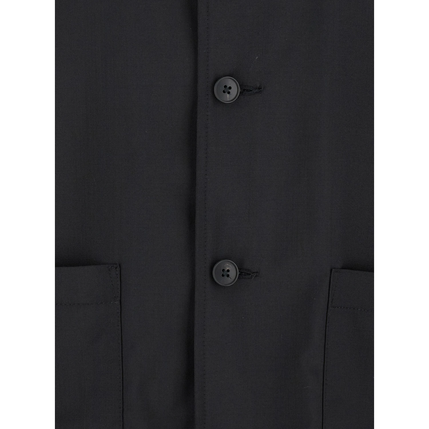 Black Jacket with Classic Collar and Patch Pockets on the Front in Wool Man