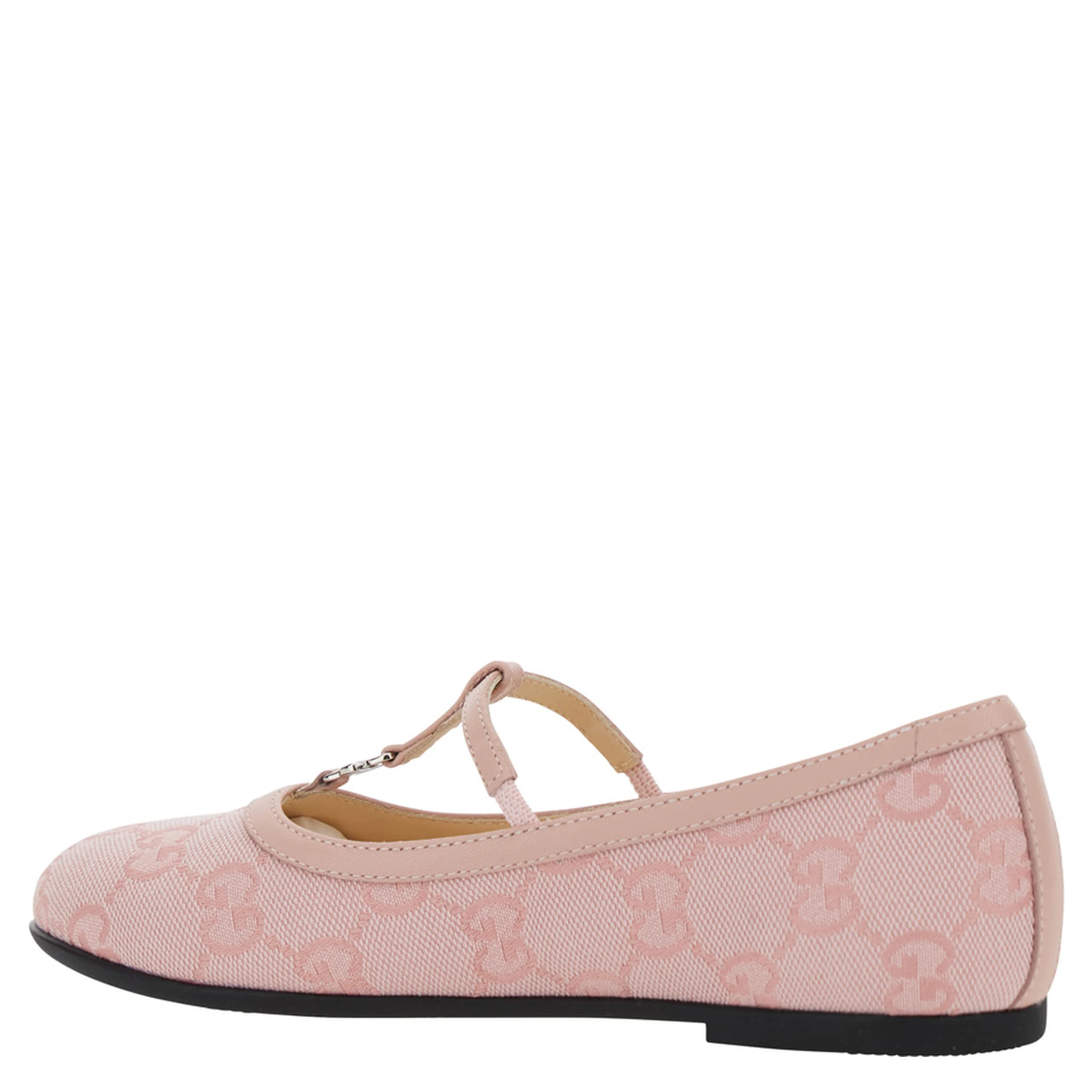 Pink Ballerinas with Metallic Logo and All-Over GG Motif in Fabric Girl