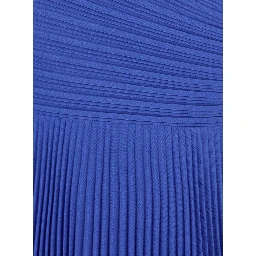 Maci Blue One-Shoulder Long Dress with Pleated Effect in Tech Fabric Woman