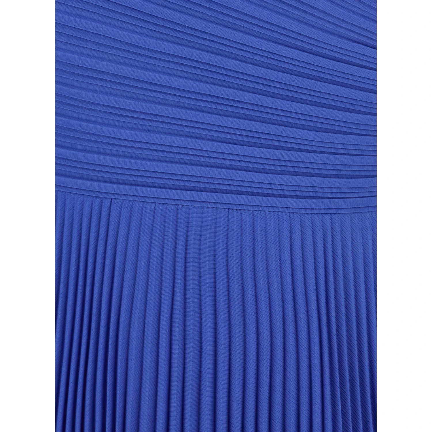Maci Blue One-Shoulder Long Dress with Pleated Effect in Tech Fabric Woman