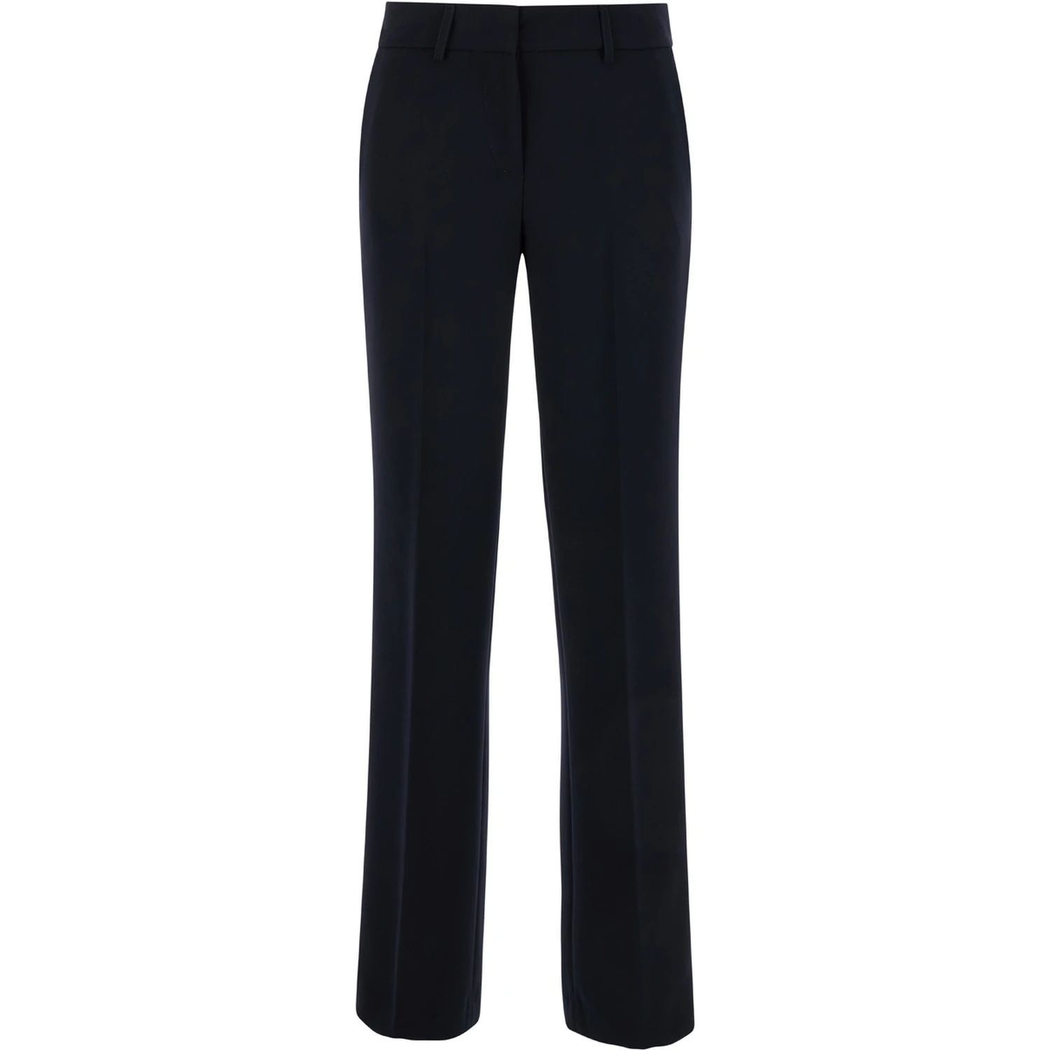 Straight Blue Pants with Belt Loops in Fabric Woman