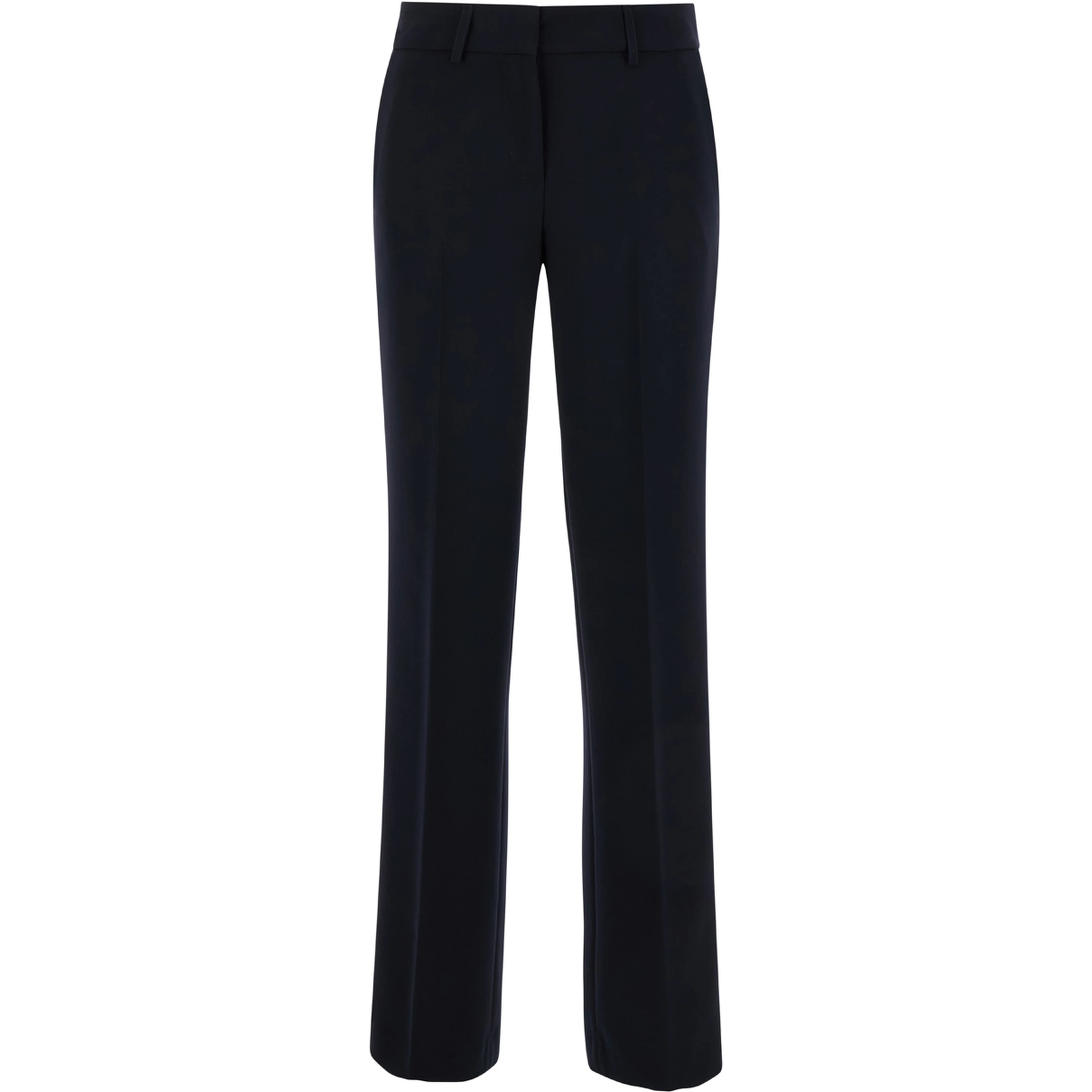 Straight Blue Pants with Belt Loops in Fabric Woman