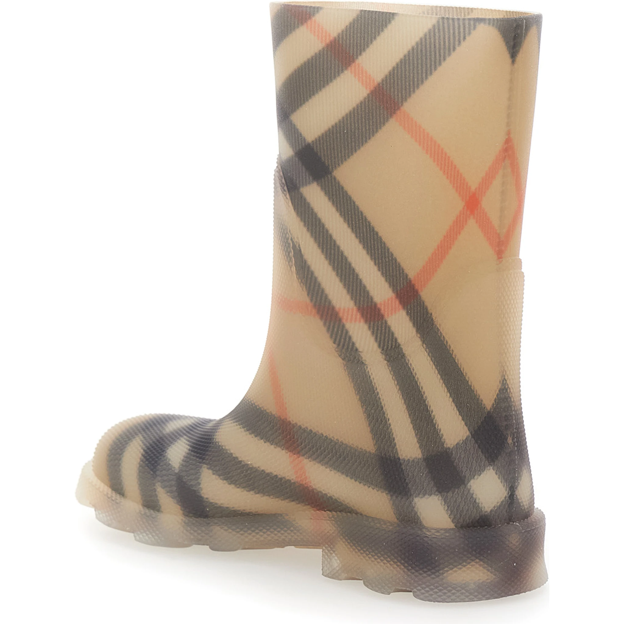 Marsh Beige Boots with All-Over Check Motif in Rubber Girls
