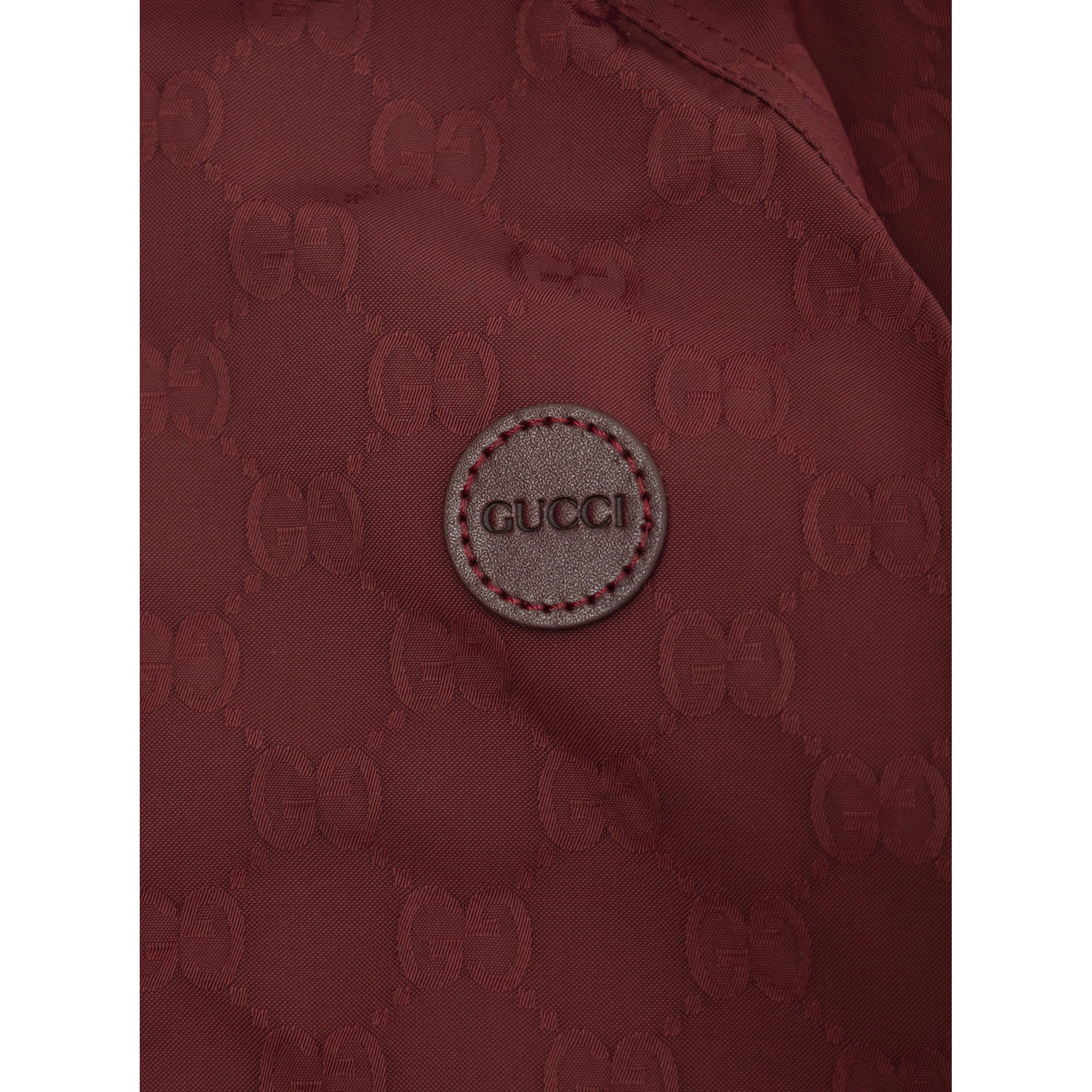 Red Jacket with All-Over GG Motif in Tech Fabric Baby