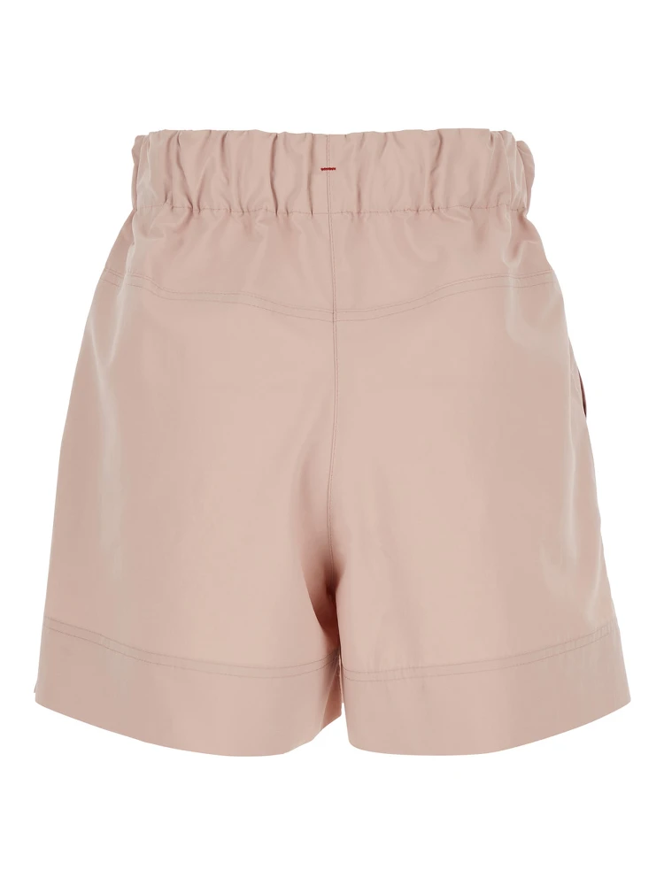 Pink Shorts with Elastic Drawstring Elastic Waist and Logo Embroidery on the Side in Tech Fabric Woman alternative