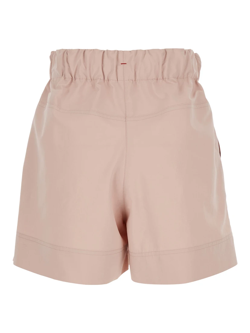 Pink Shorts with Elastic Drawstring Elastic Waist and Logo Embroidery on the Side in Tech Fabric Woman