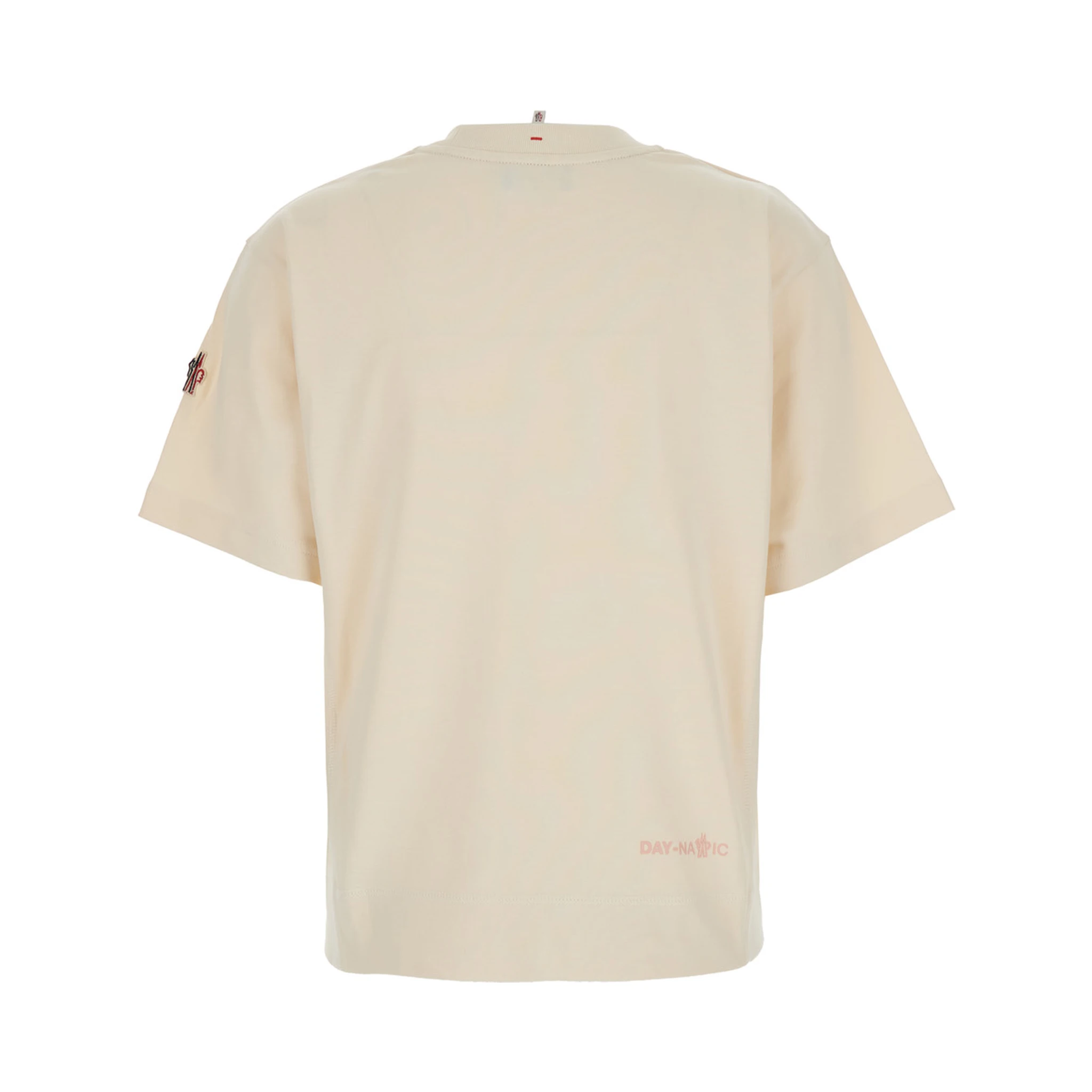 White T-Shirt with Logo Printed on the Front and Logo Patch on the Sleeve in Cotton Man
