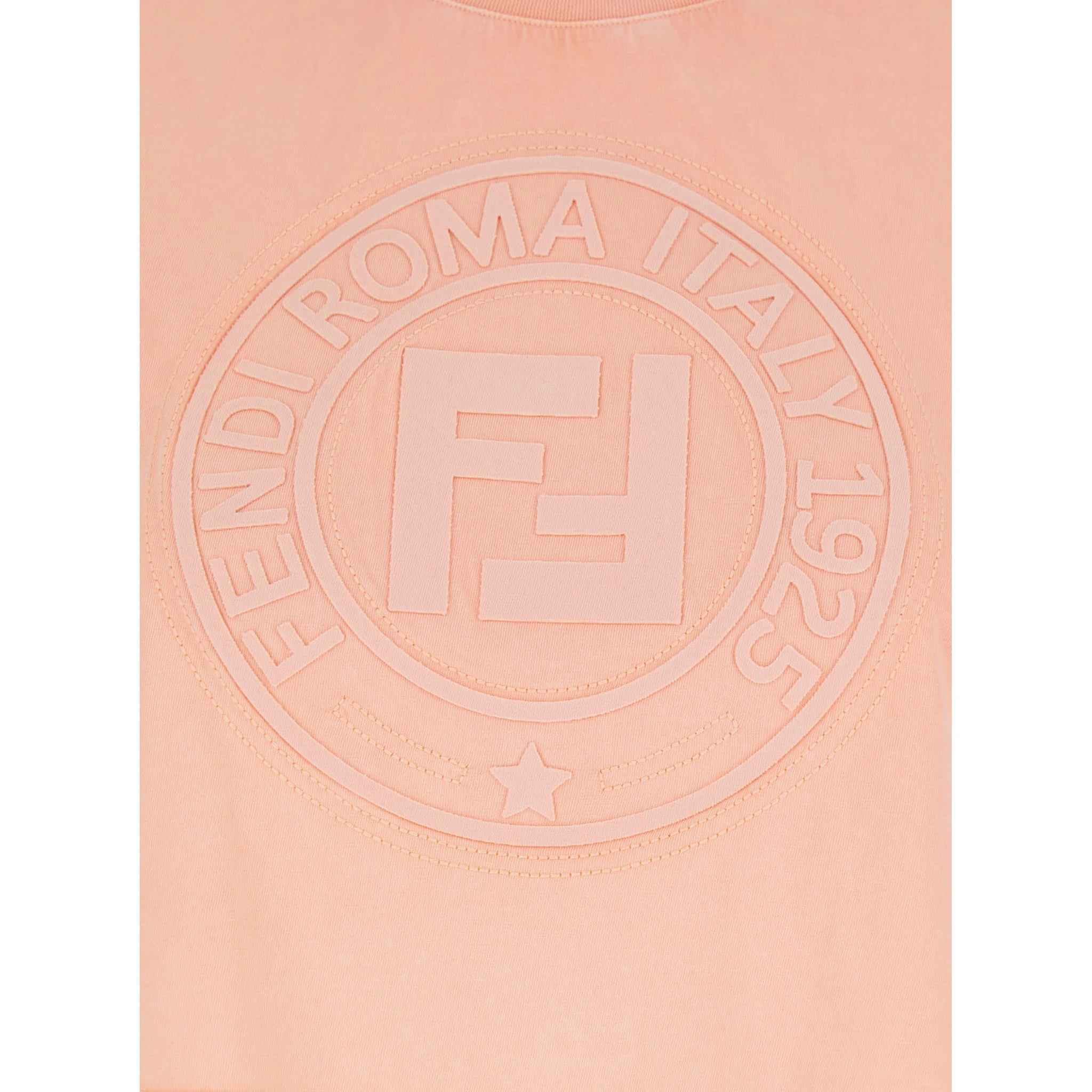 Pink T-shirt with Cropped Design and Raised Logo on the Front in Cotton Woman