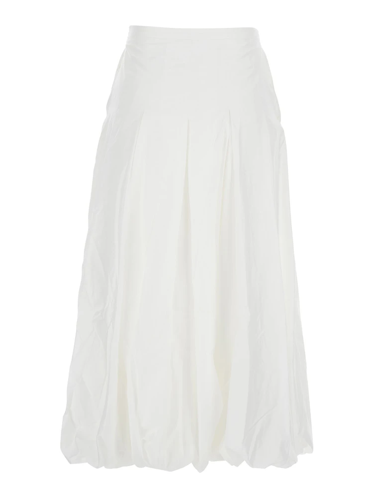 White Skirt with Balloon Design and Pleated Details in Viscose Woman alternative