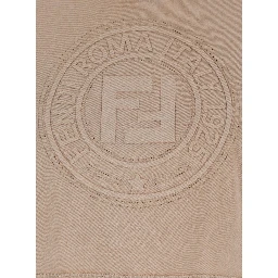 Beige T-shirt with Cropped Design and Raised Logo on the Front in Cotton Woman