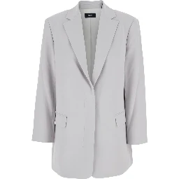 Grey Single Breasted Jacket with Classic Lapels in Tech Fabric Woman