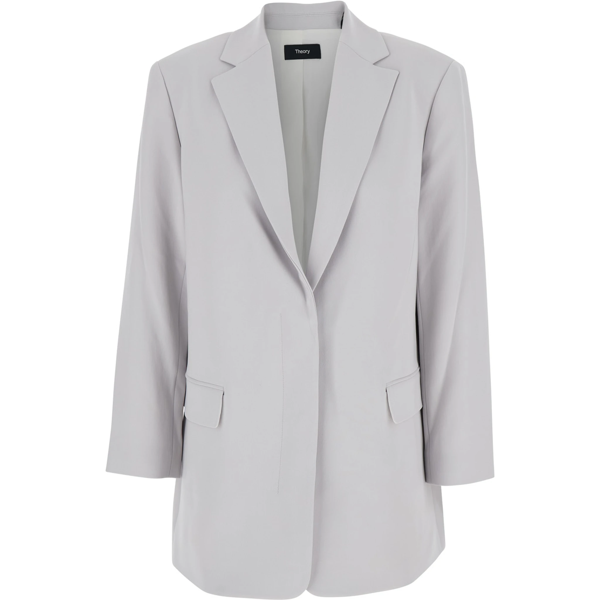Grey Single Breasted Jacket with Classic Lapels in Tech Fabric Woman