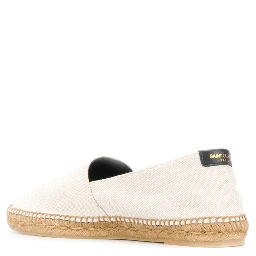 White Espadrilles with Logo Saint Laurent in Cotton and Linen Man