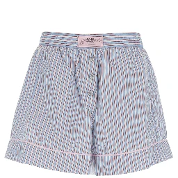 Violet Shorts with Logo Patch on the Front and All-Over Striped Motif in Viscose Blend Woman