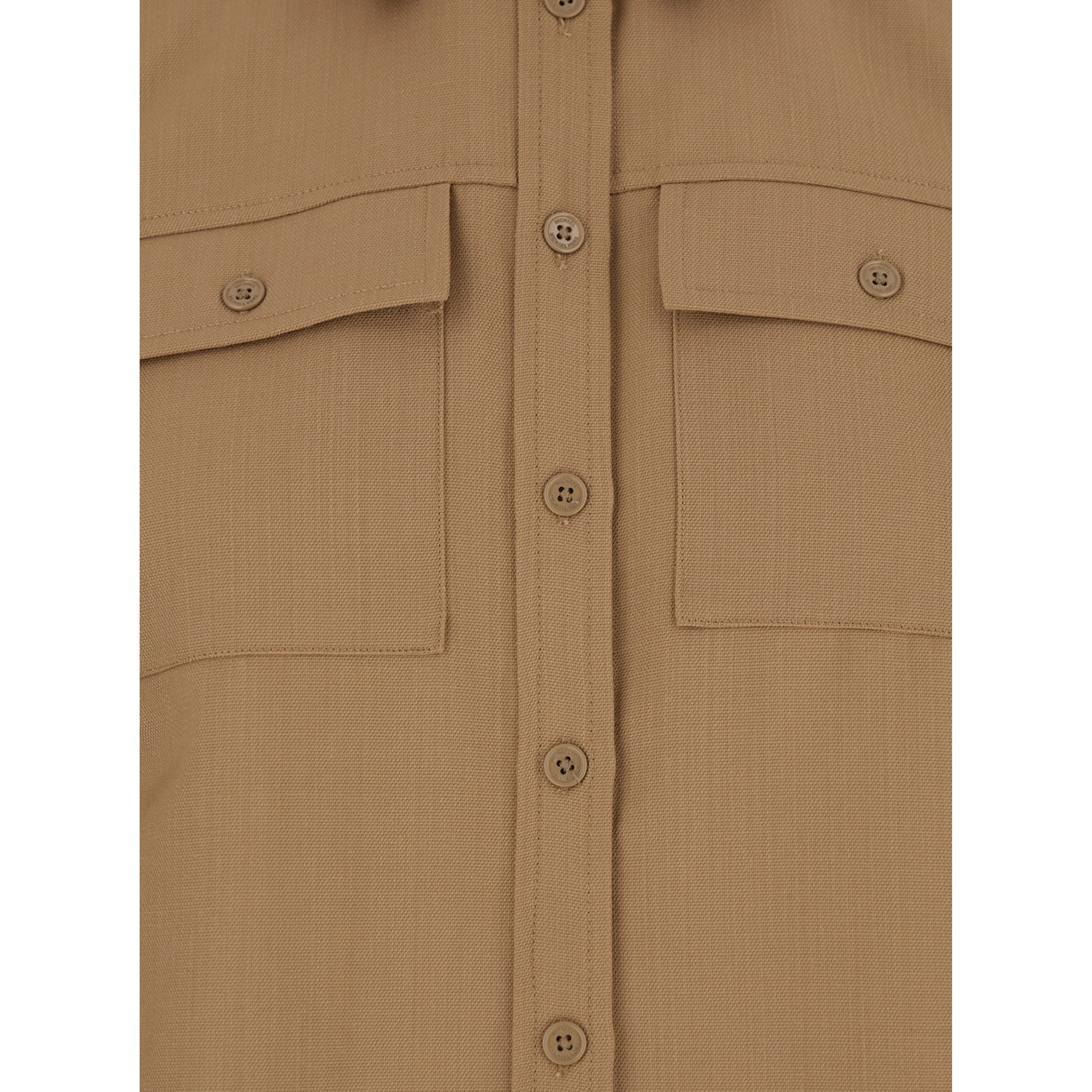 Beige Shirt with Patch Pockets on the Chest in Virgin Wool Blend Woman