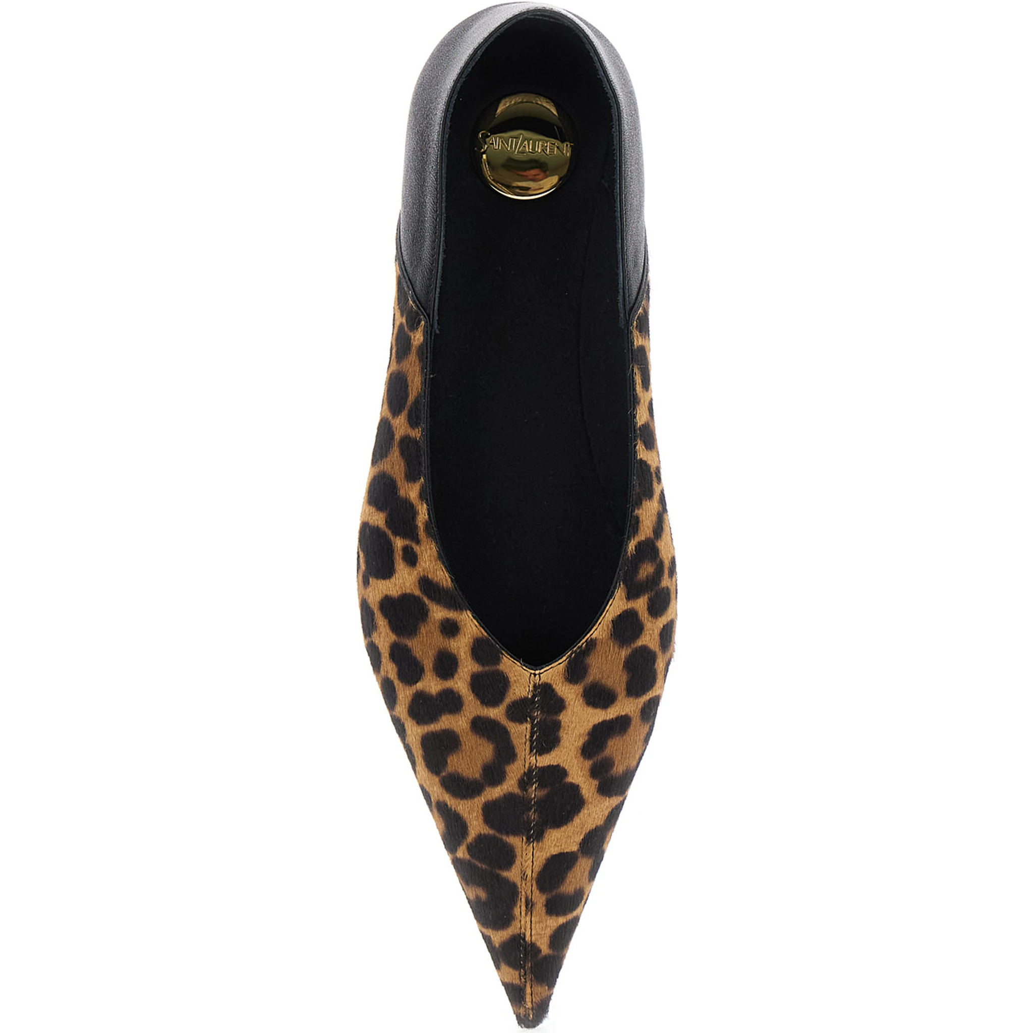 Brown Ballerinas with Leopard Motif and Foldable Buttress in Fabric Woman