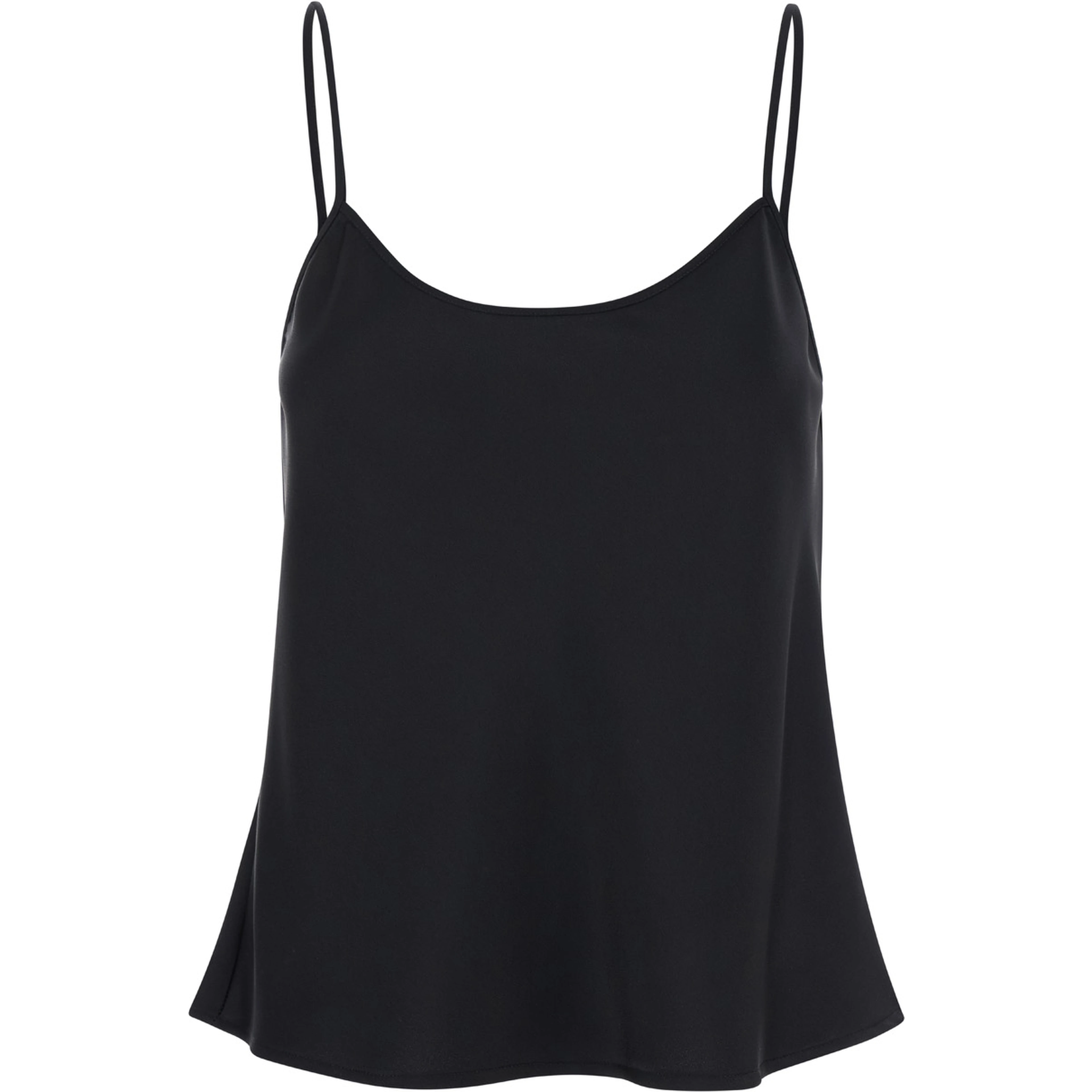Black Tank Top with U Neckline in Satin Fabric Woman