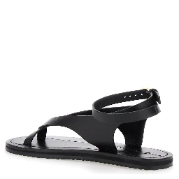 Millar Black Sandals with Criss-Crossed Straps and Buckle Closure in Leather Woman