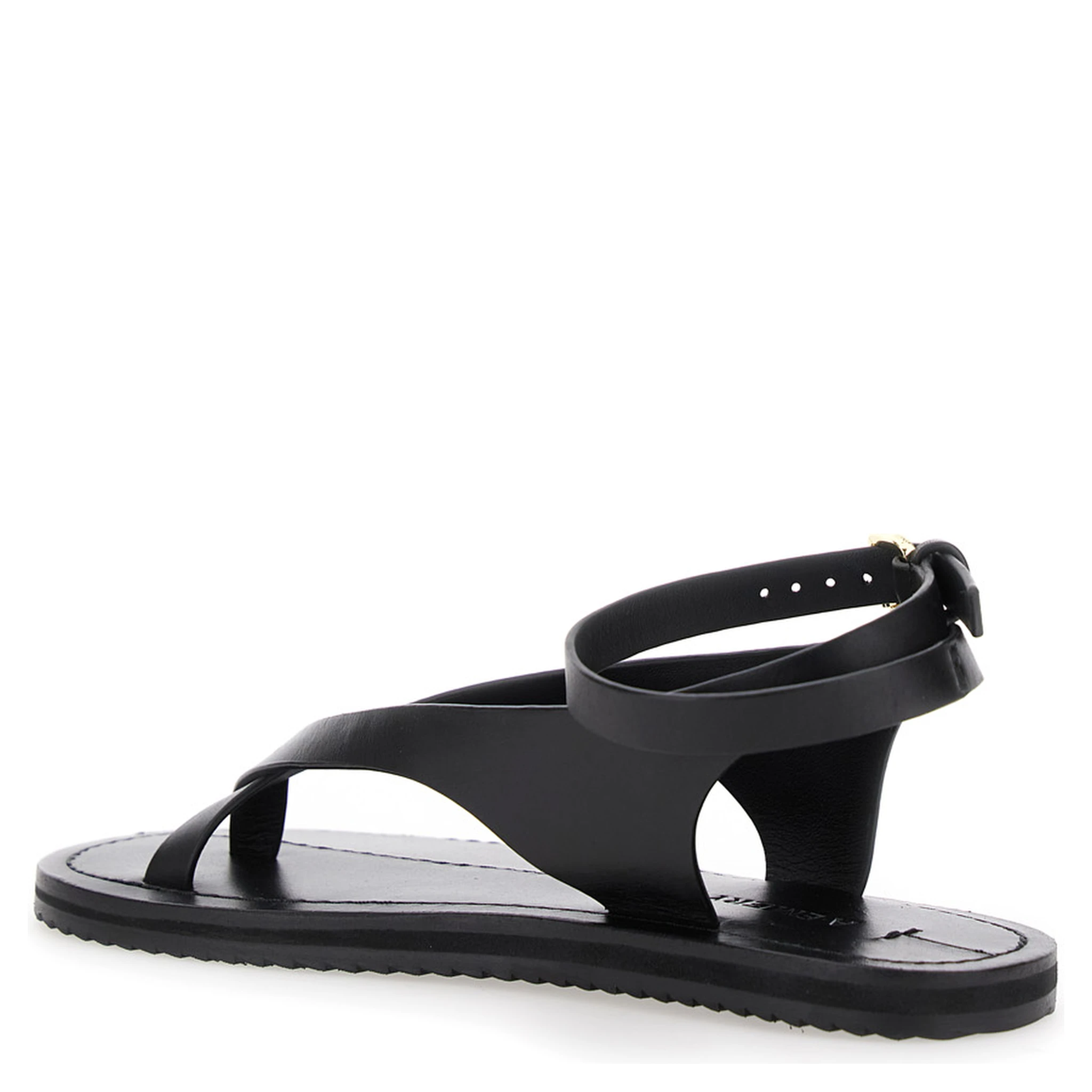 Millar Black Sandals with Criss-Crossed Straps and Buckle Closure in Leather Woman