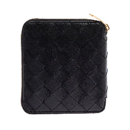 Bottega Veneta Woman Black Intreccio Leather Wallet