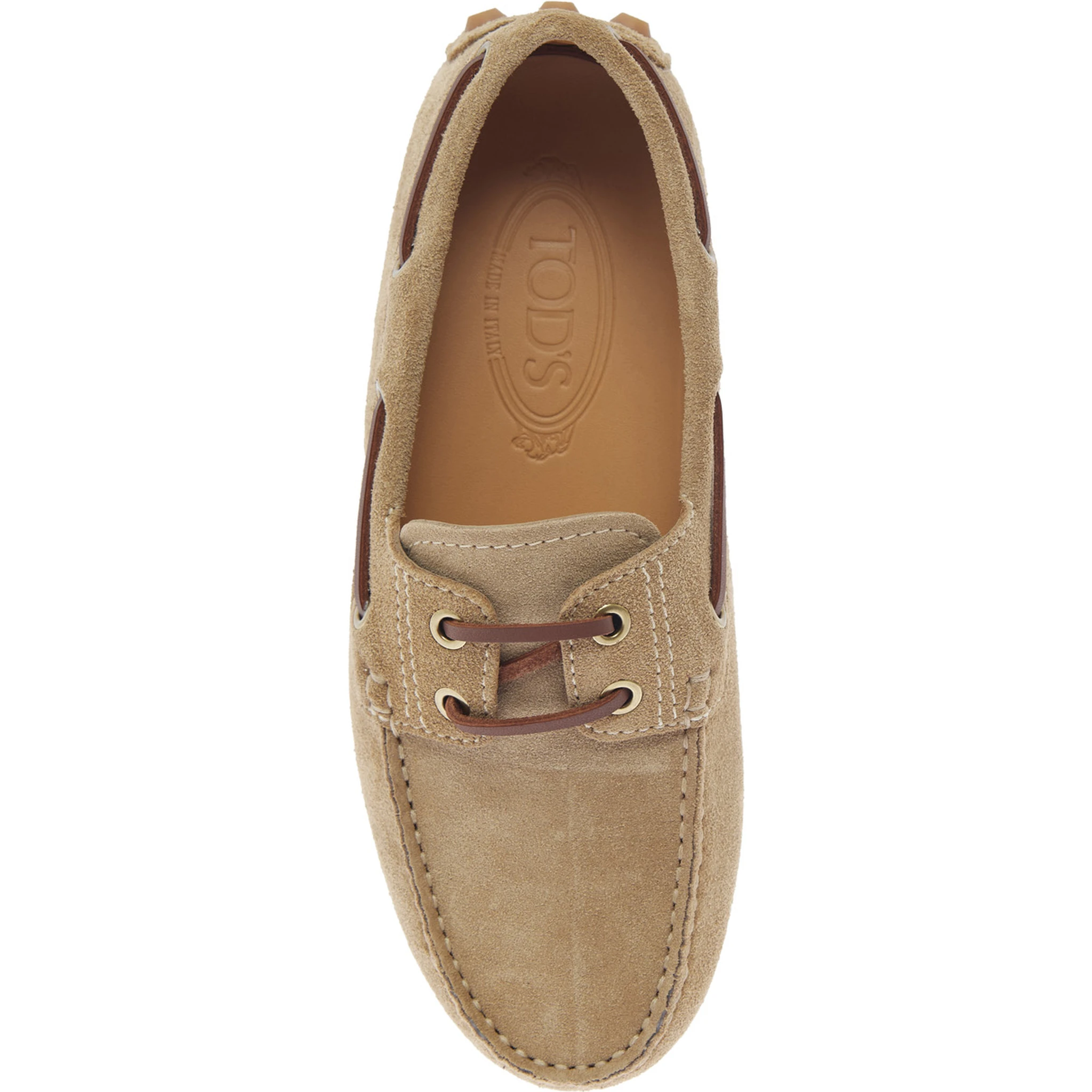 Gommino Beige Loafers with Woven Tie in Suede Woman