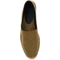 Brown Espadrilles with Tonal Cassandre Embroidery on the Side and Almond Toe in Cotton Man