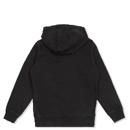 Black Hoodie with Fixed Hood and Maxi Logo Print on the Front in Cotton Boy