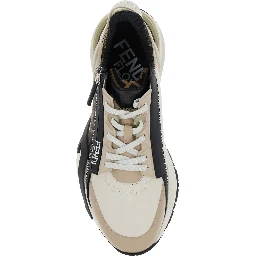 Fendi Flow Beige Low-Top Sneaker with Logo Detail in Leather Man