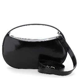 Sound Swipe Small Black Handbag with Logo Detail in Leather Woman