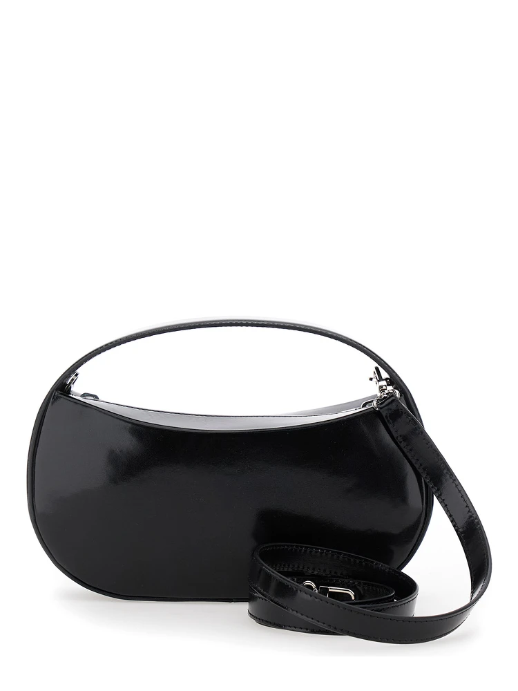 Sound Swipe Small Black Handbag with Logo Detail in Leather Woman alternative