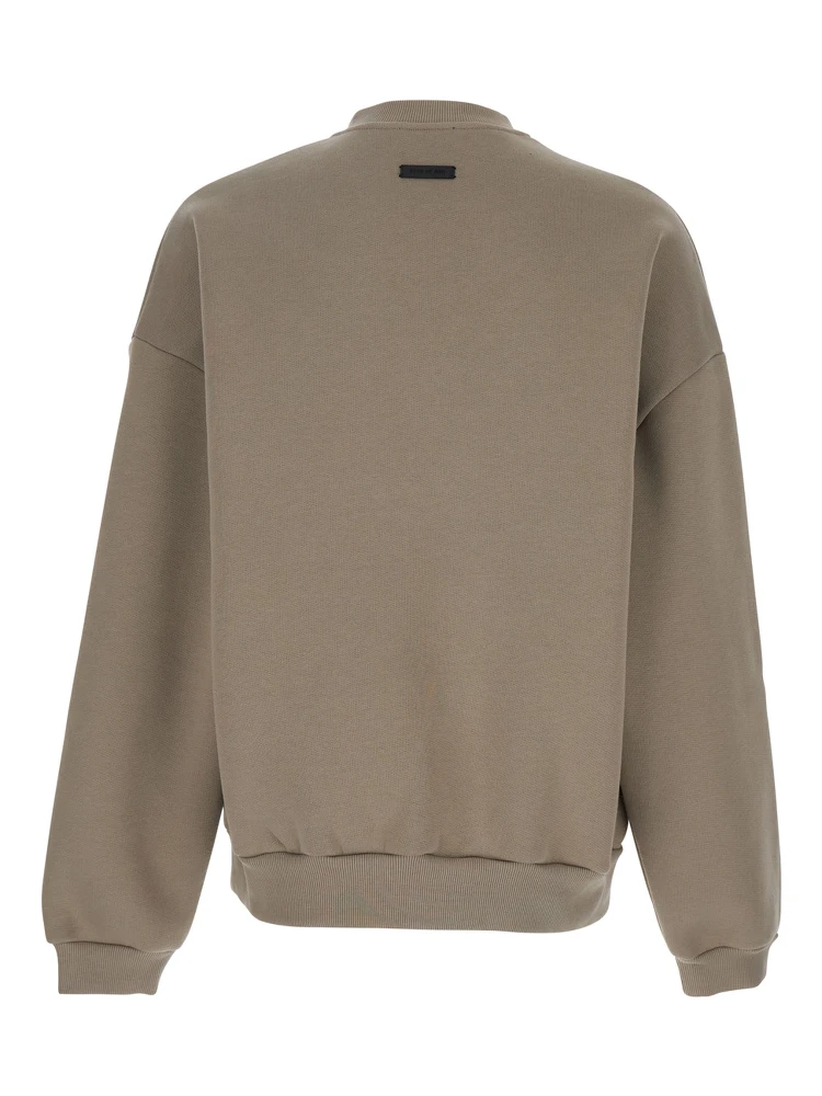 Eternal Beige Crewneck T-Shirt with Dropped Shoulders and Tonal Embroidery on the Front in Cotton Blend Man alternative