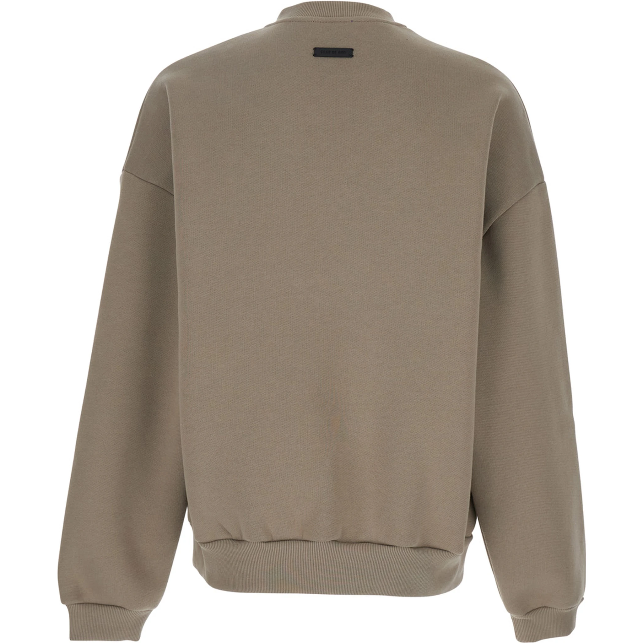 Eternal Beige Crewneck T-Shirt with Dropped Shoulders and Tonal Embroidery on the Front in Cotton Blend Man