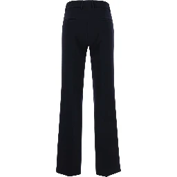 Straight Blue Pants with Belt Loops in Fabric Woman