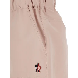 Pink Shorts with Elastic Drawstring Elastic Waist and Logo Embroidery on the Side in Tech Fabric Woman