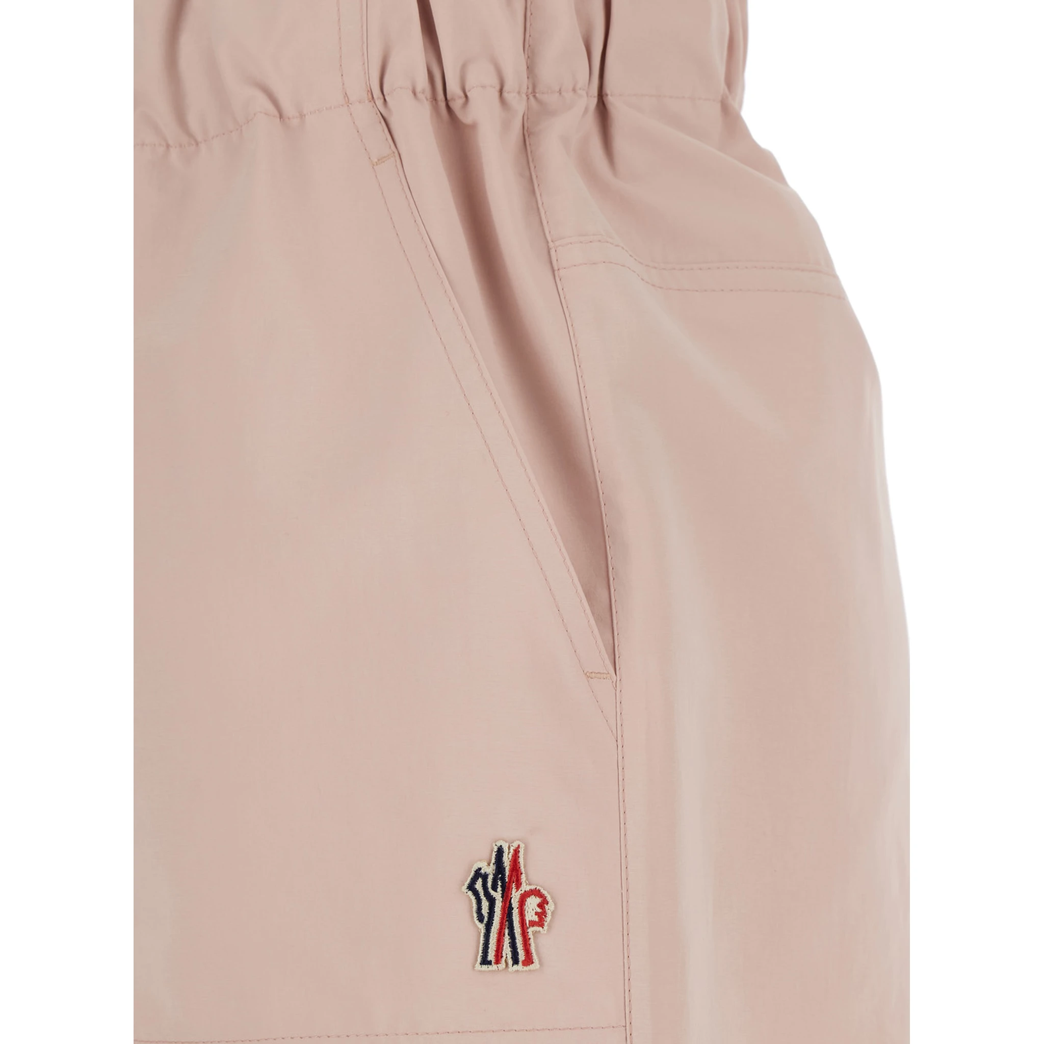 Pink Shorts with Elastic Drawstring Elastic Waist and Logo Embroidery on the Side in Tech Fabric Woman