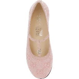 Pink Ballerinas with Metallic Logo and All-Over GG Motif in Fabric Girl