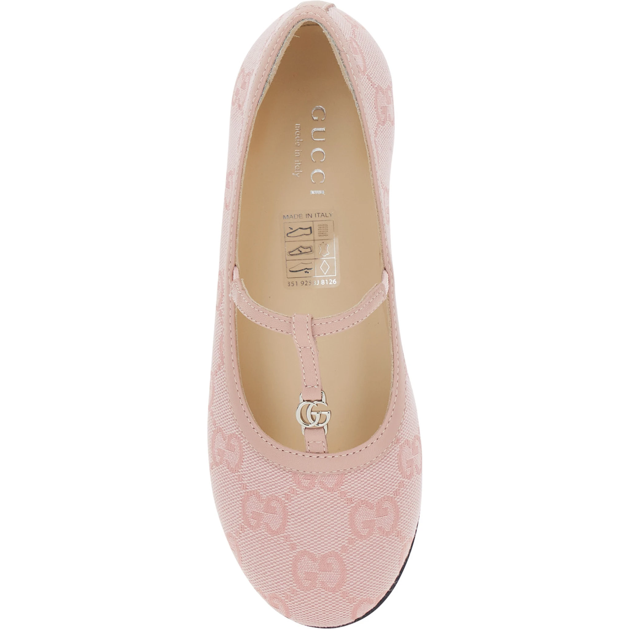 Pink Ballerinas with Metallic Logo and All-Over GG Motif in Fabric Girl