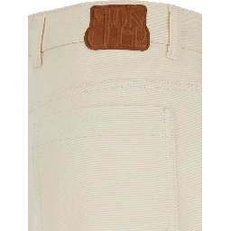 Beige Five Pocket Jeans with Logo Patch on the Back in Cotton Woman