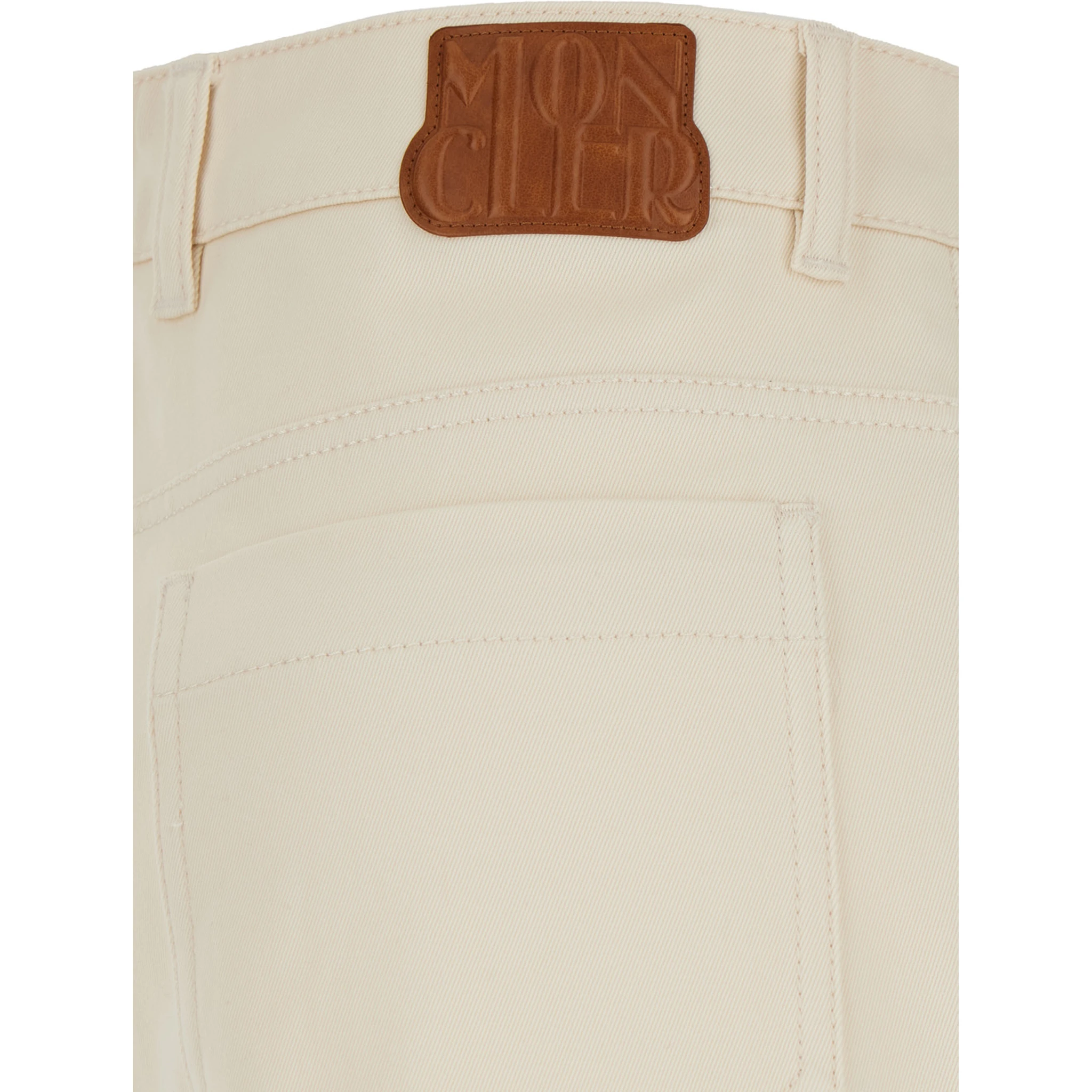 Beige Five Pocket Jeans with Logo Patch on the Back in Cotton Woman