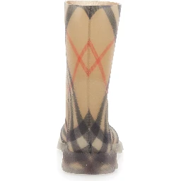 Marsh Beige Boots with All-Over Check Motif in Rubber Girls
