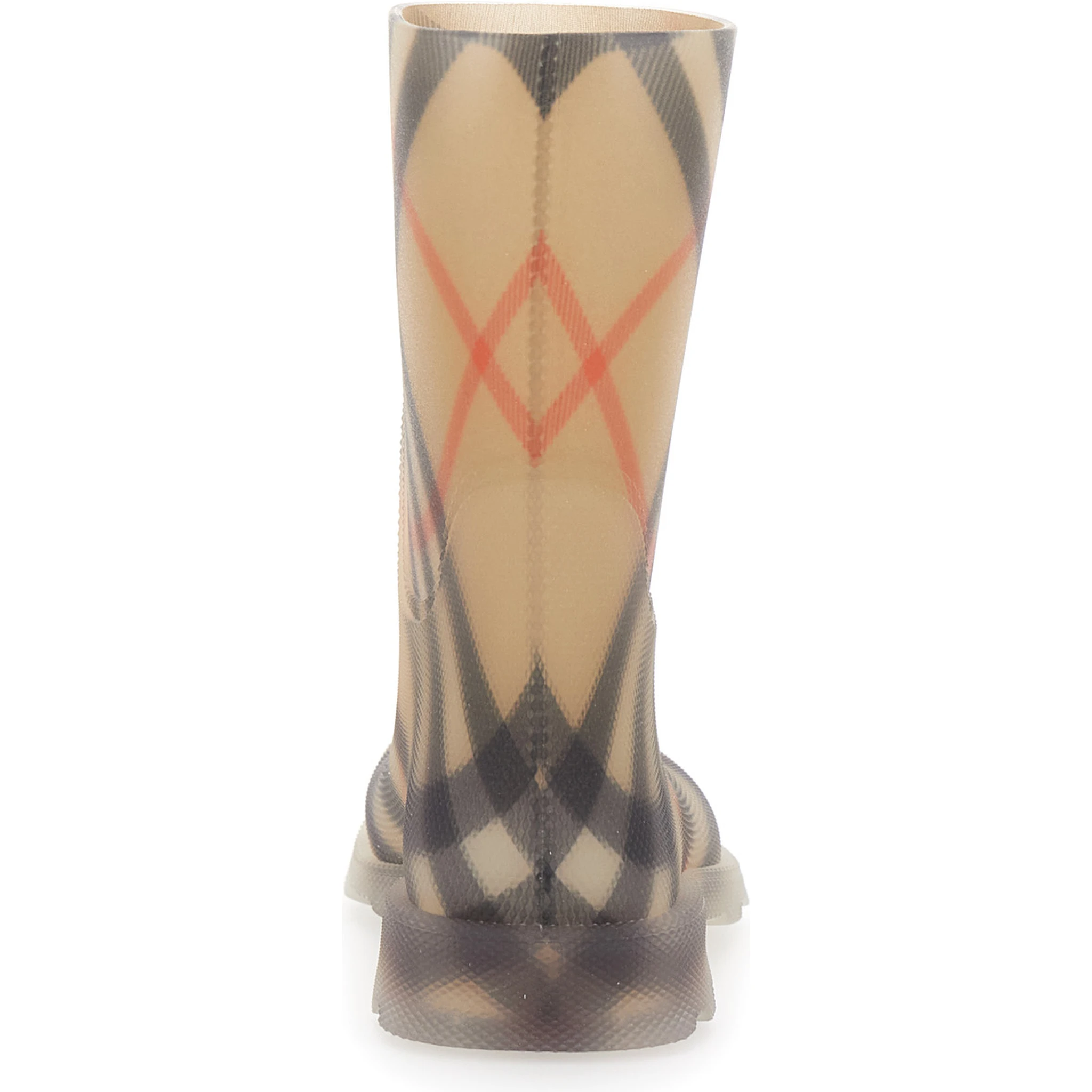 Marsh Beige Boots with All-Over Check Motif in Rubber Girls