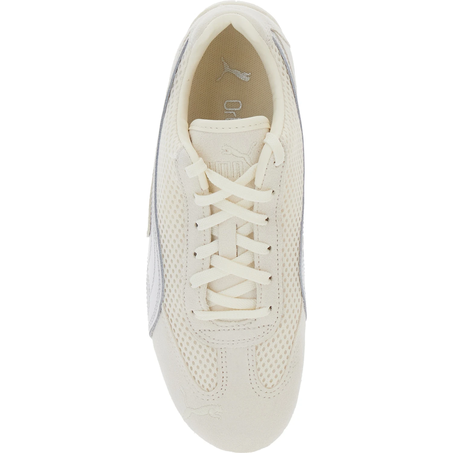 Speedcat Beige Low Top Sneakers with Logo Patch on the Tongue and Formstrip Logo Detail on the Sidei n Leather and Mesh Unisex