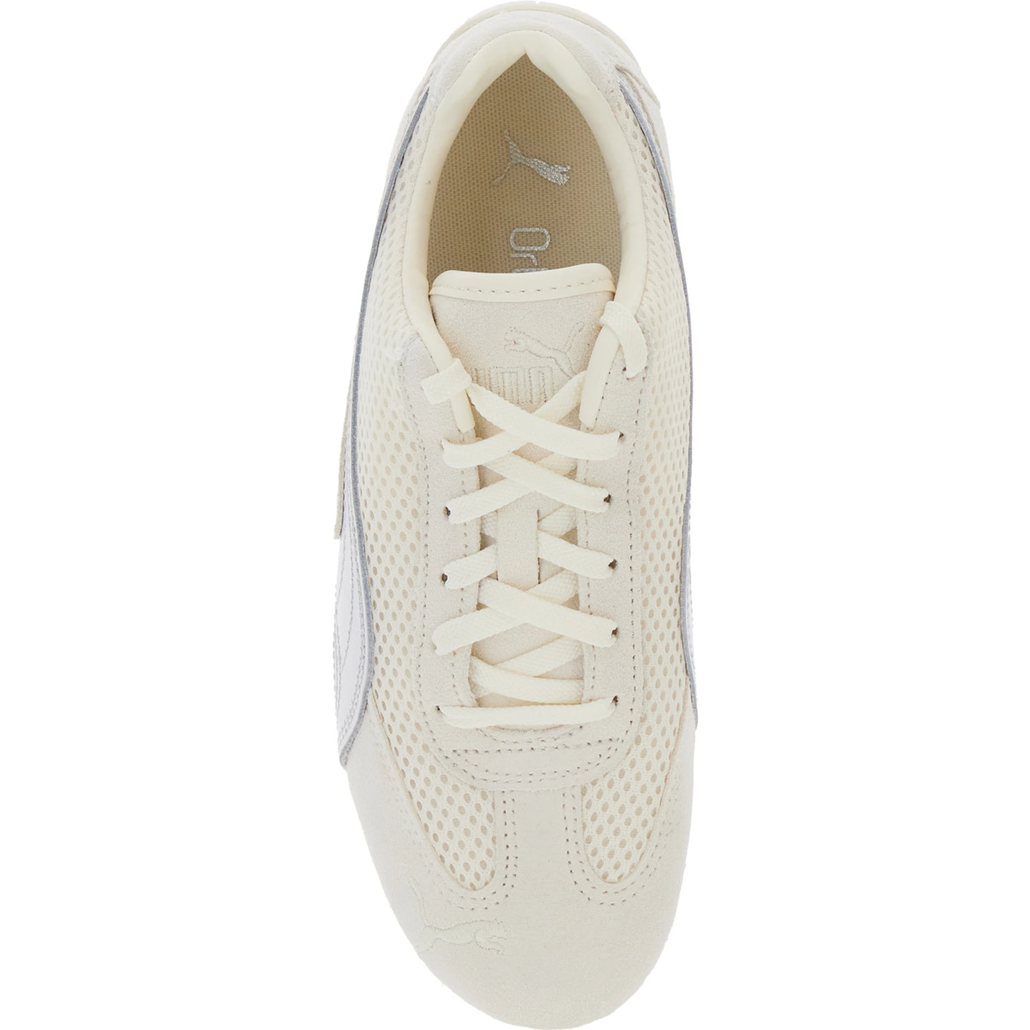 Speedcat Beige Low Top Sneakers with Logo Patch on the Tongue and Formstrip Logo Detail on the Sidei n Leather and Mesh Unisex