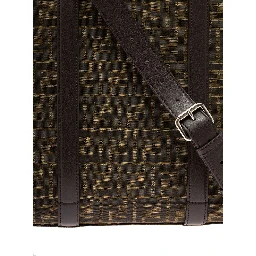 Brown and Beige FF Jacquard Fabric Tote Bag in Cotton Blend Man