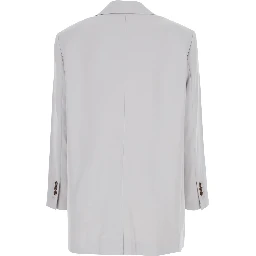 Grey Single Breasted Jacket with Classic Lapels in Tech Fabric Woman