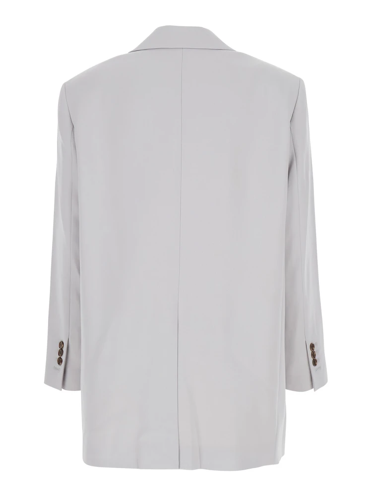 Grey Single Breasted Jacket with Classic Lapels in Tech Fabric Woman alternative