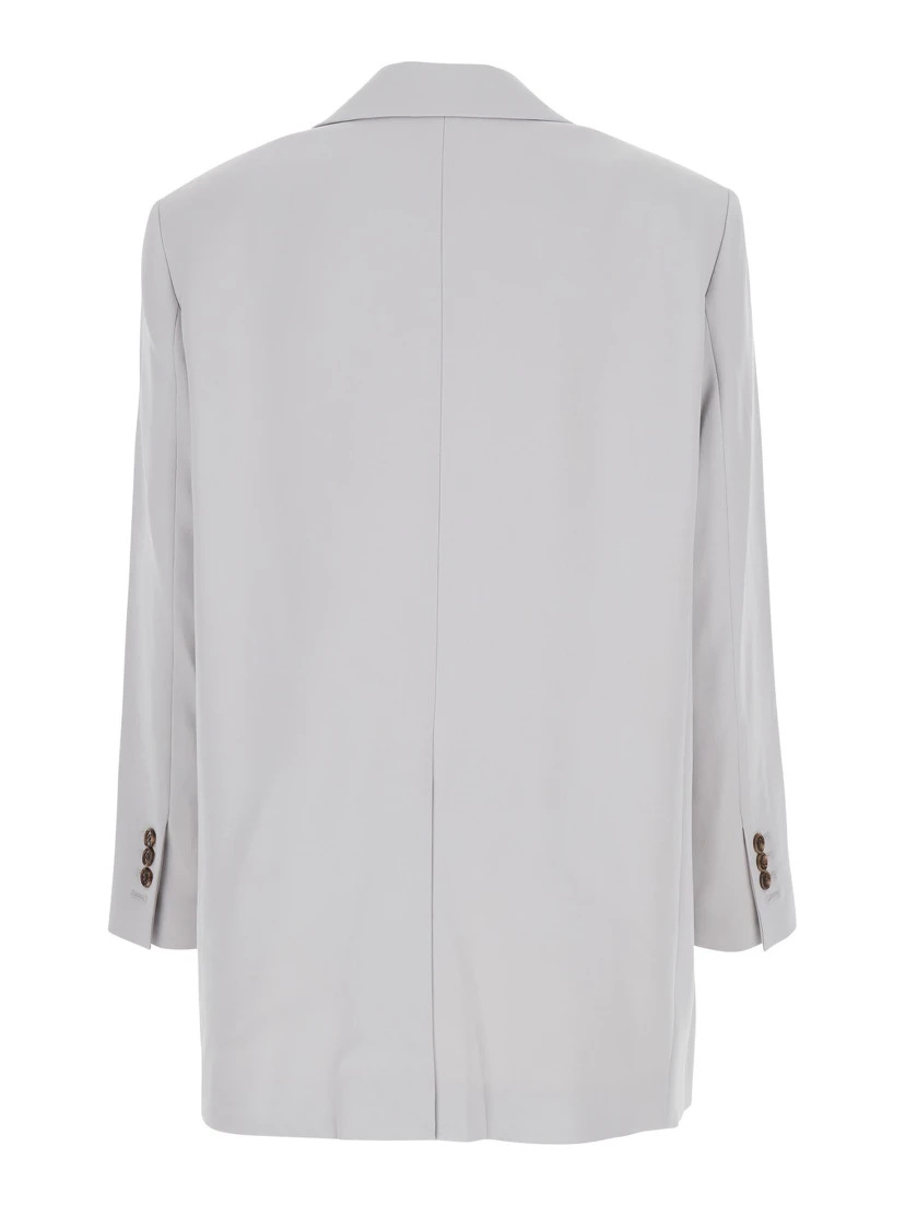 Grey Single Breasted Jacket with Classic Lapels in Tech Fabric Woman