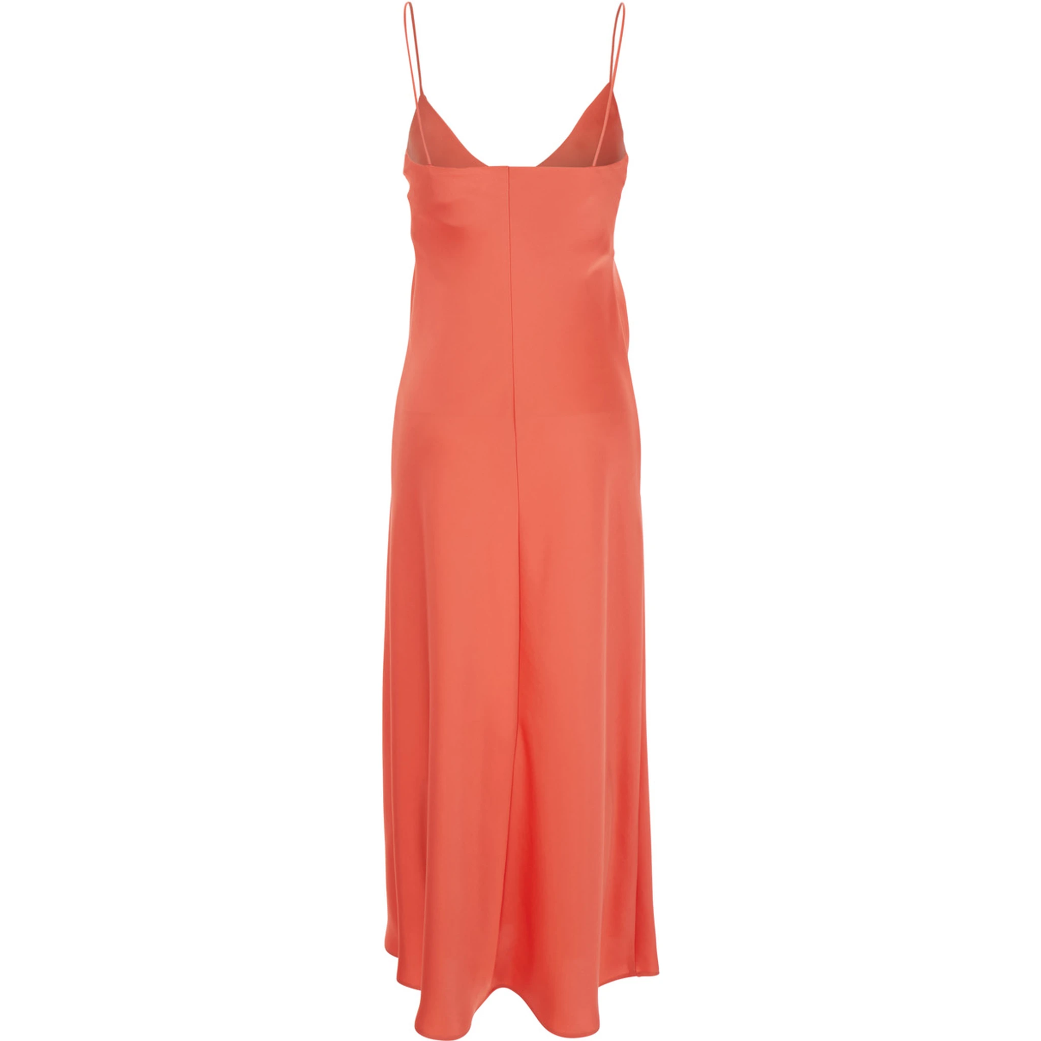 Orange Dress with Thin Straps in Fabric Woman