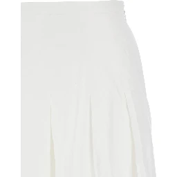 White Skirt with Balloon Design and Pleated Details in Viscose Woman